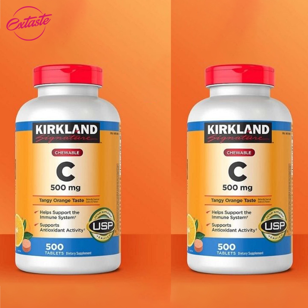 Viên nhai Vitamin C Kirkland Signature 500mg hỗ trợ làm đẹp da, tăng đề kháng 500 viên quatangme.com.vn