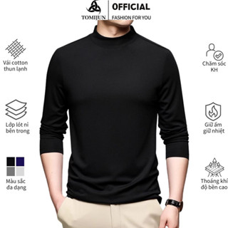 Áo Giữ Nhiệt Nam Dài Tay Cao Cấp TOMIJUN Thun Cổ Cao Lót Nỉ Bông Co Giãn Giữ Ấm Màu Sắc Trẻ Trung _ANT2