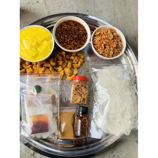 Combo bánh tráng+muối sặc+sốt tắc+ hành phi+ 1 túi bánh tráng satế