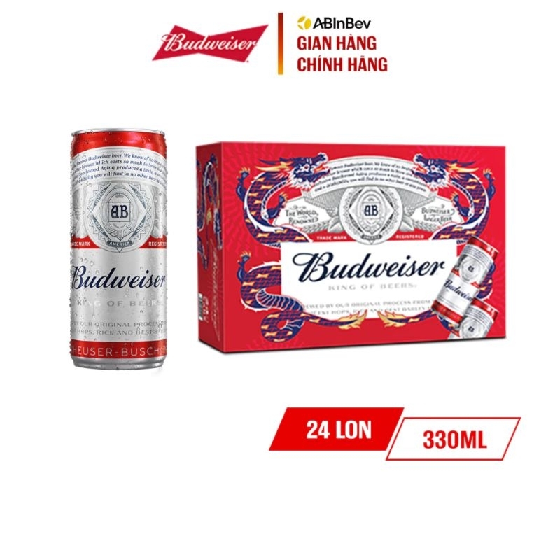 Thùng 24 lon Bia Budweiser sleek (330ml/lon)