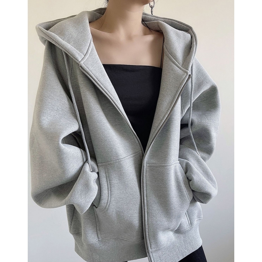 Áo khoác hoodie khoá zip khoác ngoài nỉ hàn cao cấp unisex form rộng local brand cao cấp Land Ping