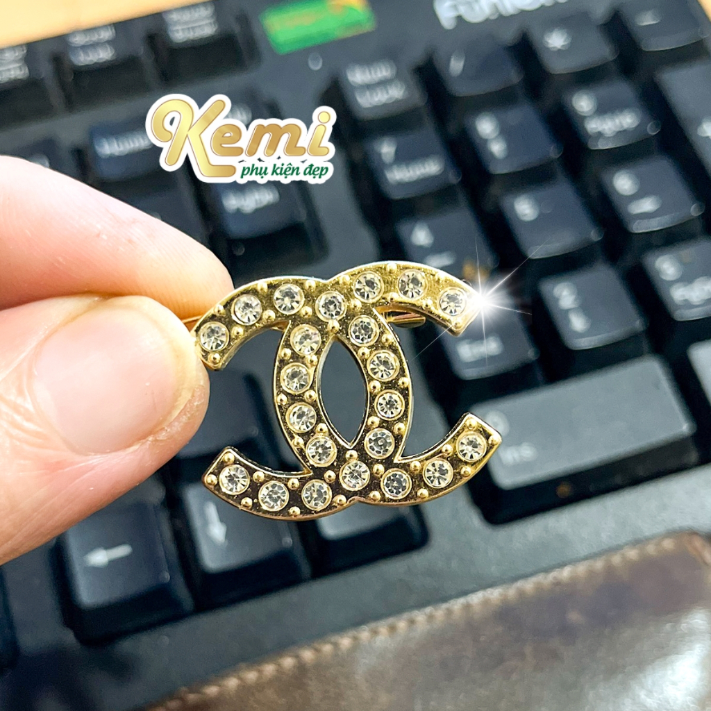 Tag cài áo hình chữ đính đá sáng 2 màu, ghim cài váy đầm size 2x3 cm