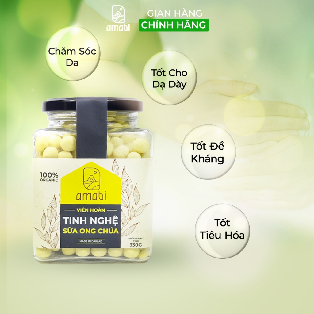 Viên tinh nghệ sữa ong chúa amabi 130g 330g, Viên mềm hỗ trợ trị đau bao tử