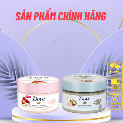 Kem Tẩy Tế Bào Chết Body Dove Chăm Da Sáng Mịn, Giữ Ẩm, Dưỡng Trắng 225ML Bản Đức - NEDEVI MALL x78 CT96 - GTR Beauty