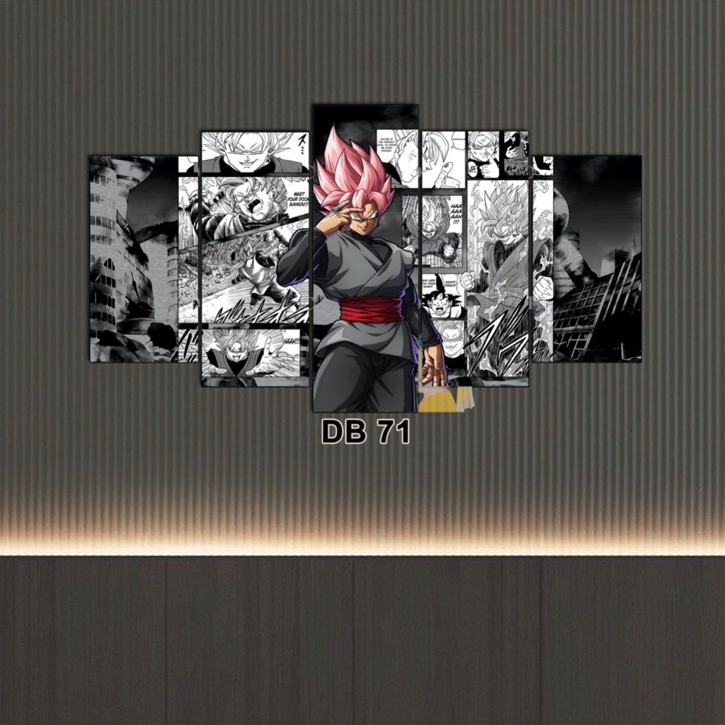 Bộ Tranh Ghép 5 Tấm BLACK GOKU Tráng Gương Dán Tường Kèm Keo Chuyên Dụng BH Vận Chuyển Decor Hiện Đại Rư Decor