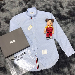 Áo thom brown sọc xanh viền trong không nhăn