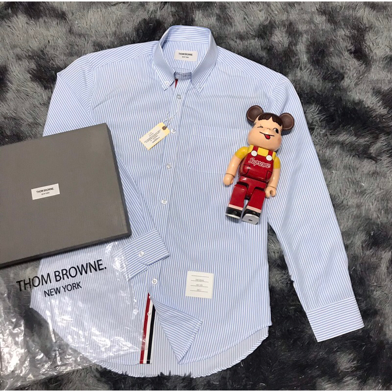 Áo thom brown sọc xanh viền trong  không nhăn