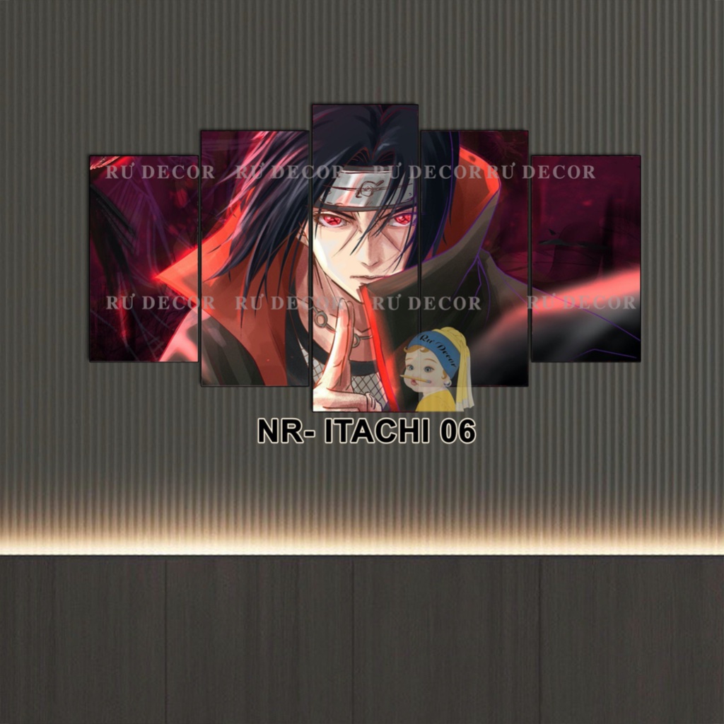 Bộ 5 Tấm Tranh ITACHI - NARUTO Tráng Gương Dán Tường Cán Fomex 5mm Kèm Keo Dán Chuyên Dụng Decor Hiện Đại BH Vận Chuyển