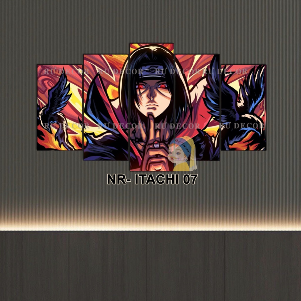 Bộ 5 Tấm Tranh ITACHI - NARUTO Tráng Gương Dán Tường Cán Fomex 5mm Kèm Keo Dán Chuyên Dụng Decor Hiện Đại BH Vận Chuyển