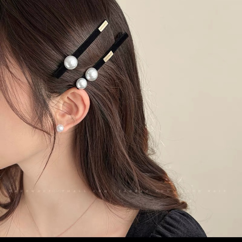 Kẹp tóc mái nơ nhung xinh xắn dễ thương phong cách Hàn Quốc