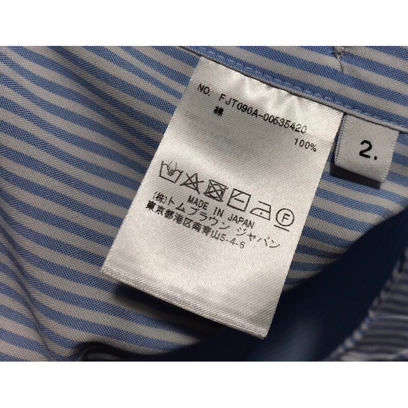 Áo sơ mi thom brown sọc xanh viền 2 tay