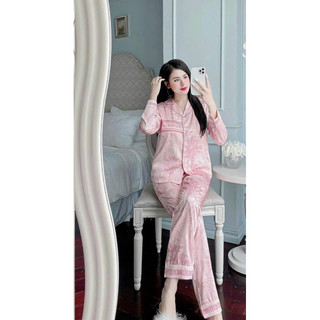 Bộ Fashionn Hồng lụa xước