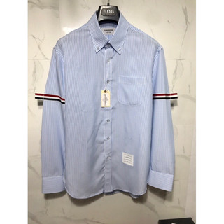 Áo sơ mi thom brown sọc xanh viền 2 tay