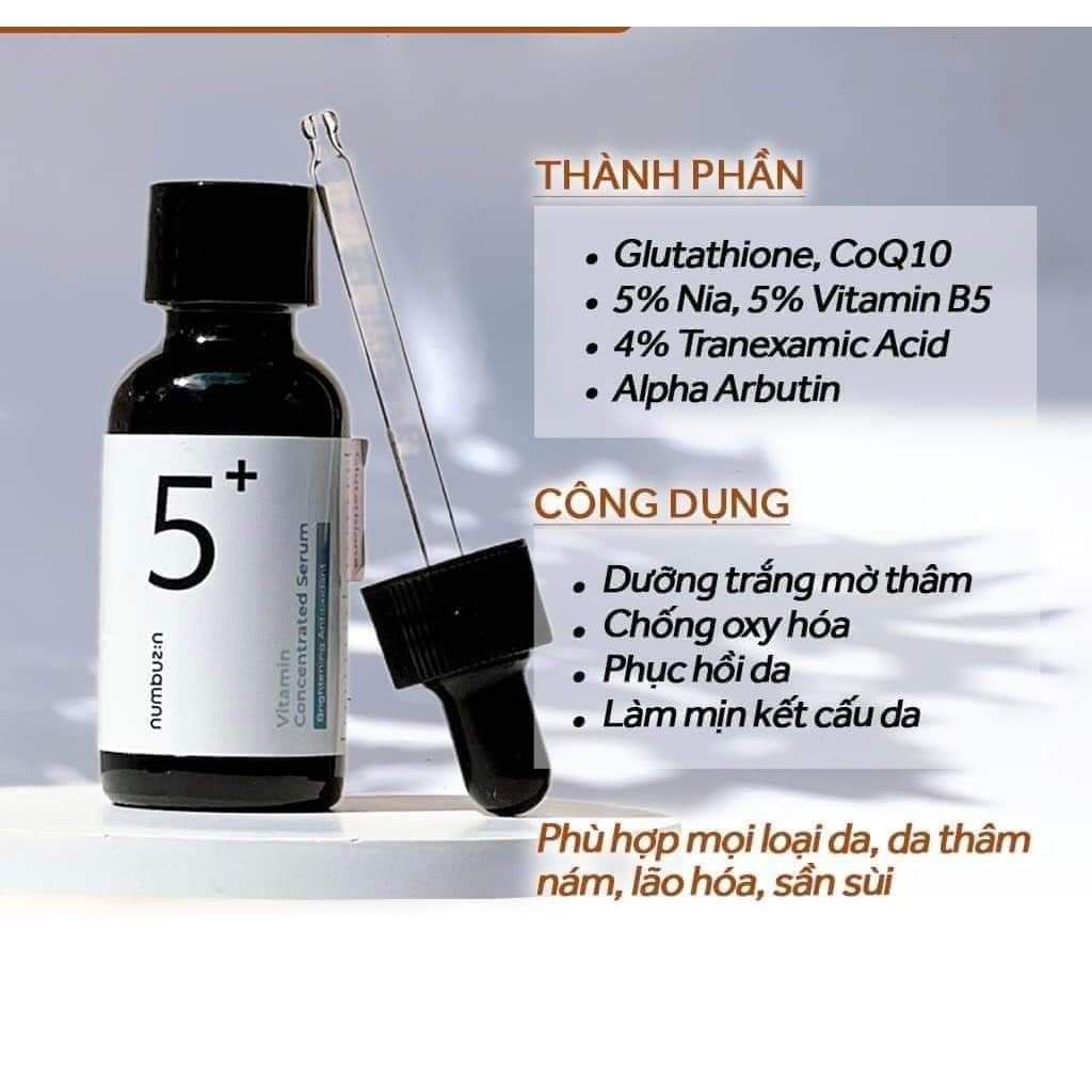 Tinh Chất Trắng Da Mờ Thâm Nám Numbuzin No.5 Vitamin C Concentrated Serum 30ml.YENNHISHOP