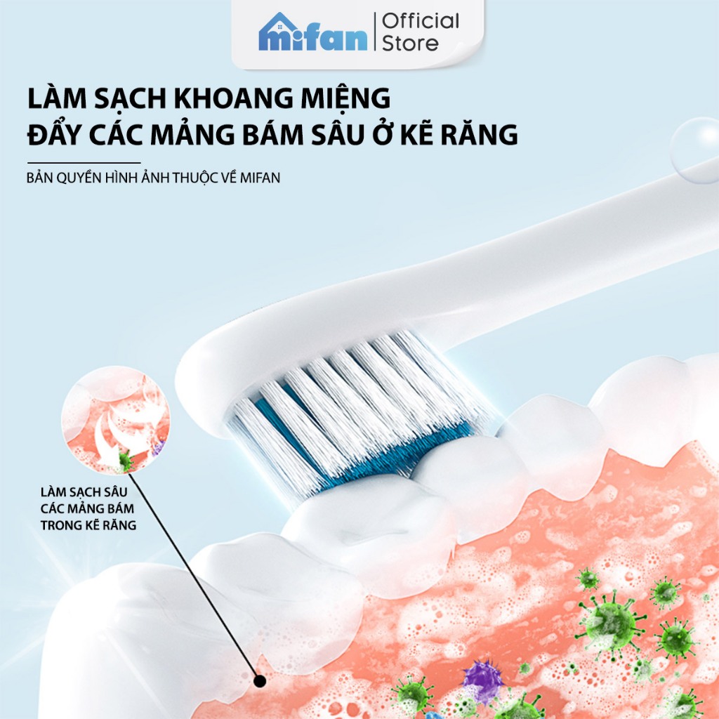 Bàn Chải Điện MIFAN Sonic X5 - Máy đánh răng sóng âm công nghệ Đức - Tặng kèm 3 đầu thay thế