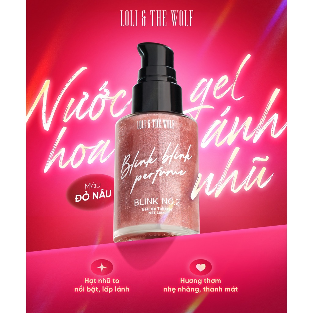 Gel Nhũ Kim Tuyến Loli & The Wolf Lấp Lánh Hương Nước Hoa 30ml - Blink Blink Perfume No.1 Nhũ Đỏ