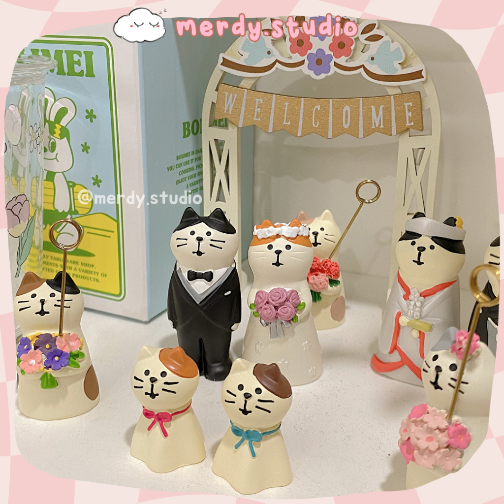 Mô hình mèo Meo Wedding decor bàn học