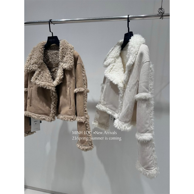 Áo khoác da lộn lót lông chuẩn Kiều Trang