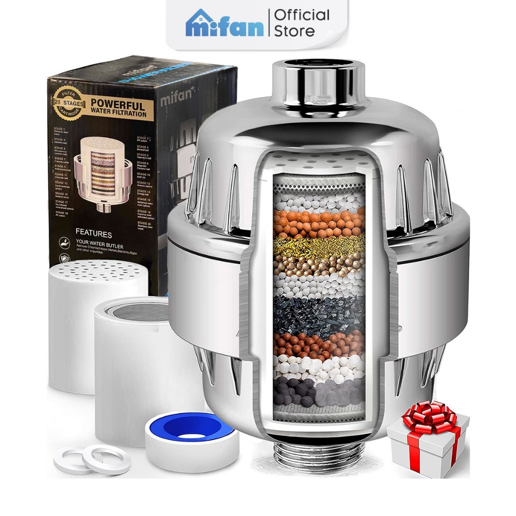 Bộ Lọc Nước Đầu Vòi Hoa Sen 20 Bước MIFAN - Làm mềm nước, giảm khô ngứa, gàu, chàm và làm đẹp da, tóc và móng của bạn