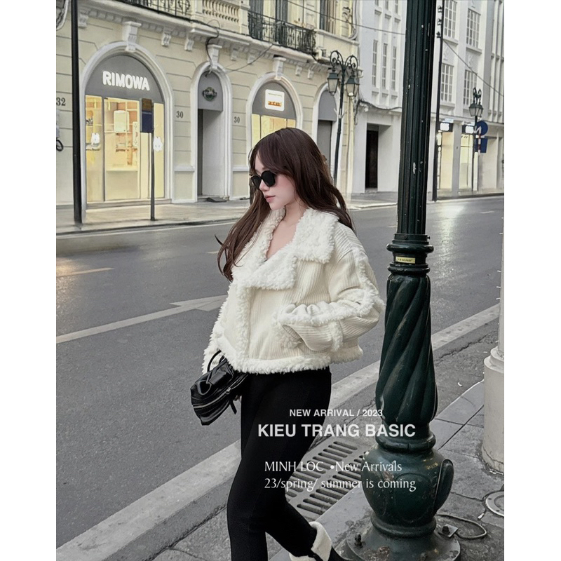 Áo khoác da lộn lót lông chuẩn Kiều Trang