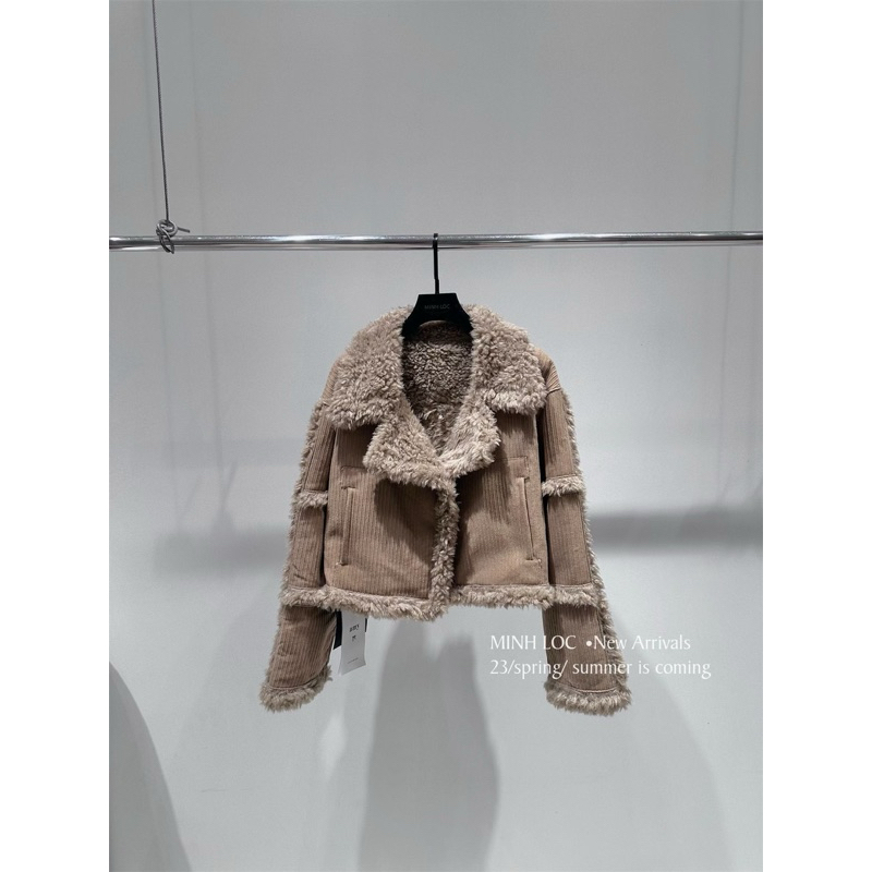 Áo khoác da lộn lót lông chuẩn Kiều Trang