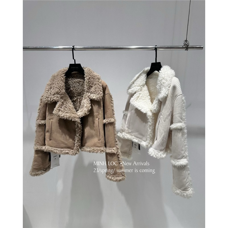 Áo khoác da lộn lót lông chuẩn Kiều Trang