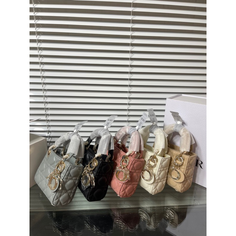 Túi Xách Dior Lady Micro Mini Trắng Đen Kem Hồng Ghi Size 12x14  -  By Anh Dinh Phuong
