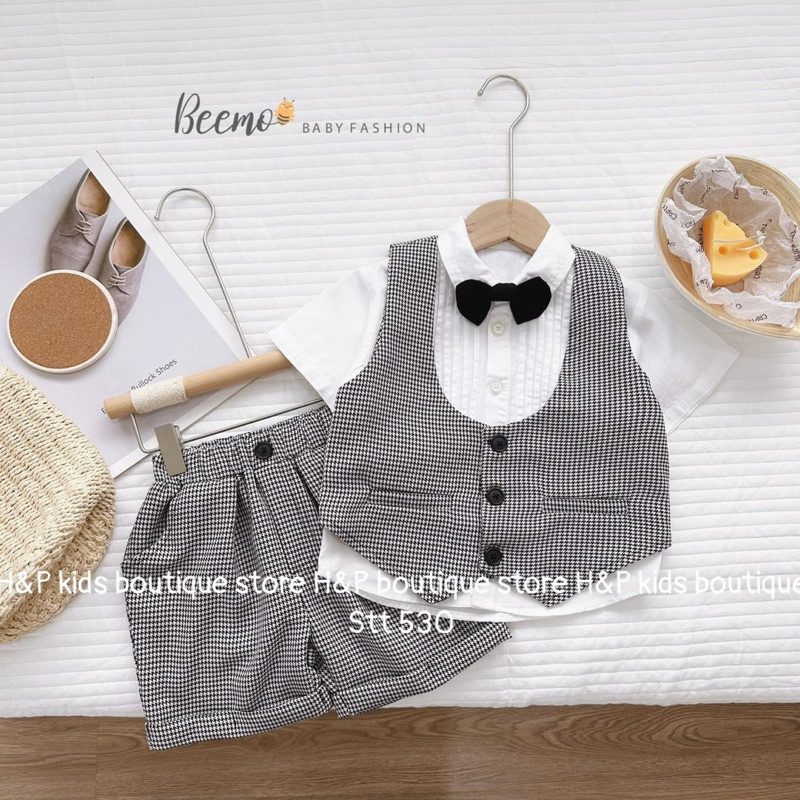 Set Bộ Công Tử Kẻ hàng đẹp cho bé trai