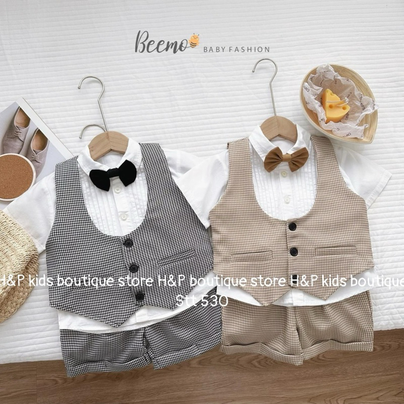 Set Bộ Công Tử Kẻ hàng đẹp cho bé trai