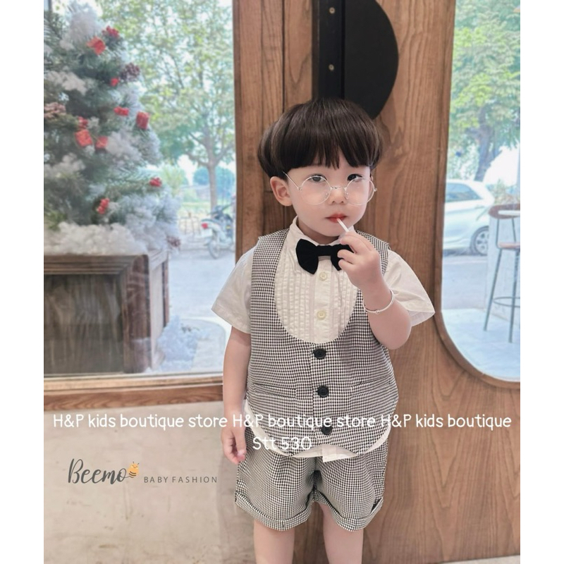 Set Bộ Công Tử Kẻ hàng đẹp cho bé trai