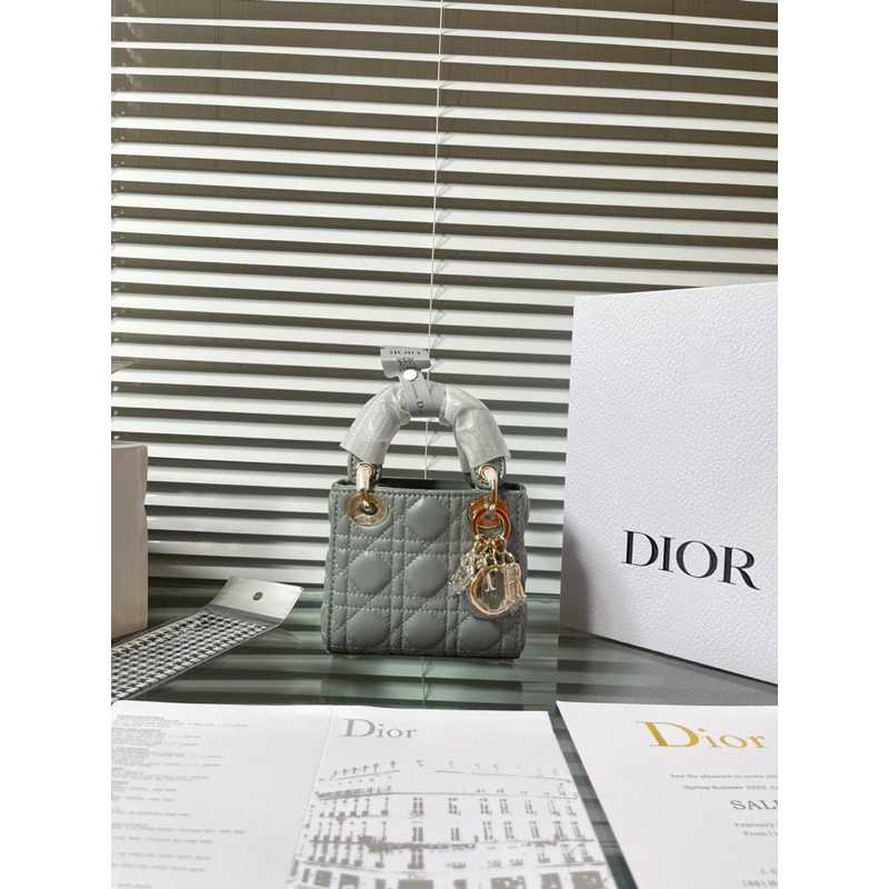 Túi Xách Dior Lady Micro Mini Trắng Đen Kem Hồng Ghi Size 12x14  -  By Anh Dinh Phuong