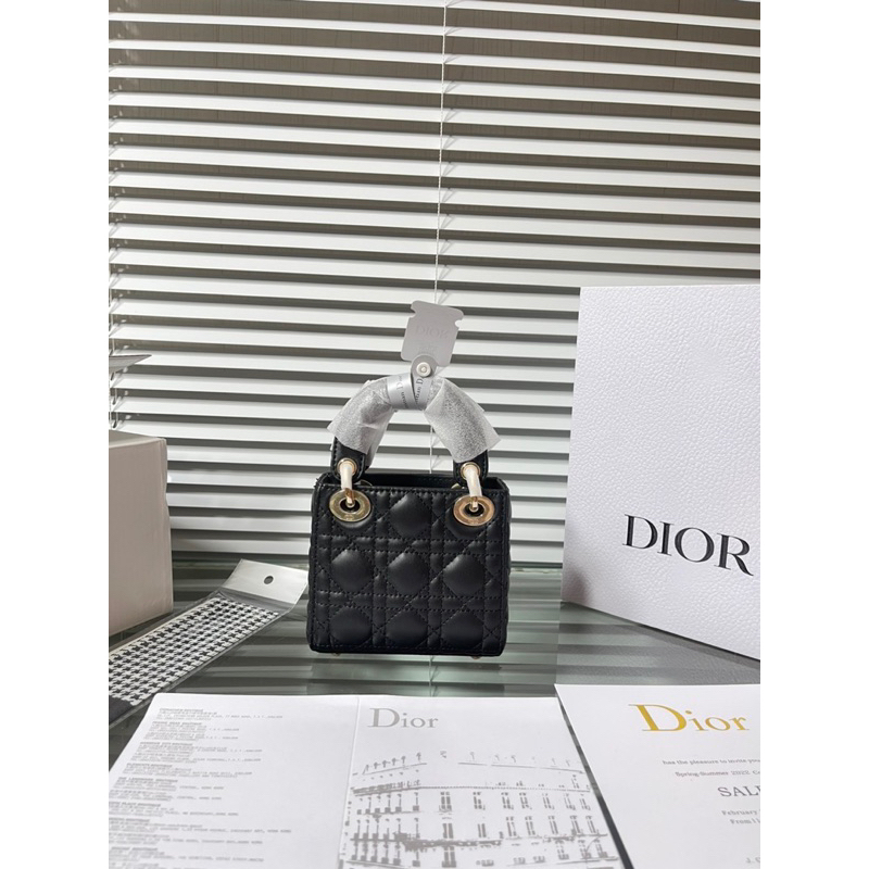 Túi Xách Dior Lady Micro Mini Trắng Đen Kem Hồng Ghi Size 12x14  -  By Anh Dinh Phuong