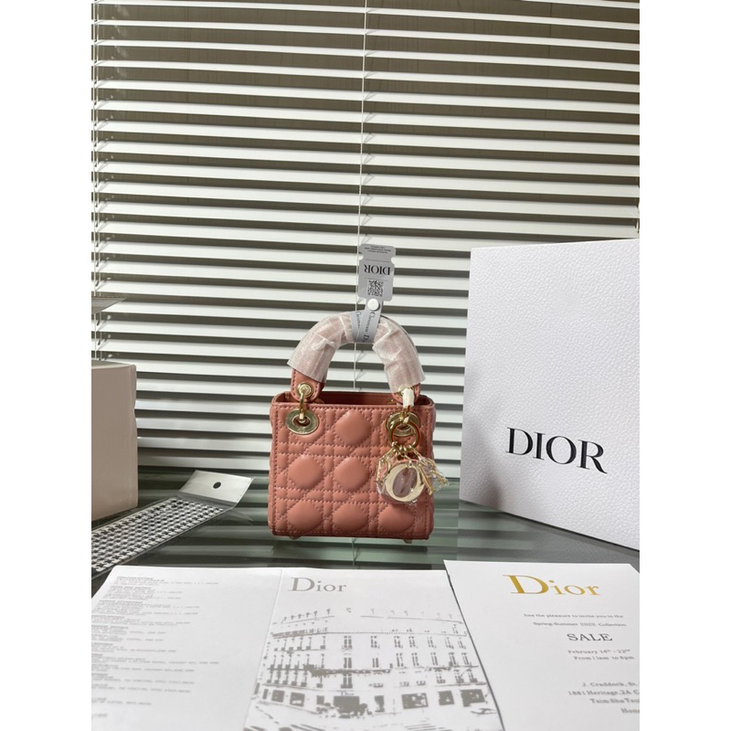 Túi Xách Dior Lady Micro Mini Trắng Đen Kem Hồng Ghi Size 12x14  -  By Anh Dinh Phuong