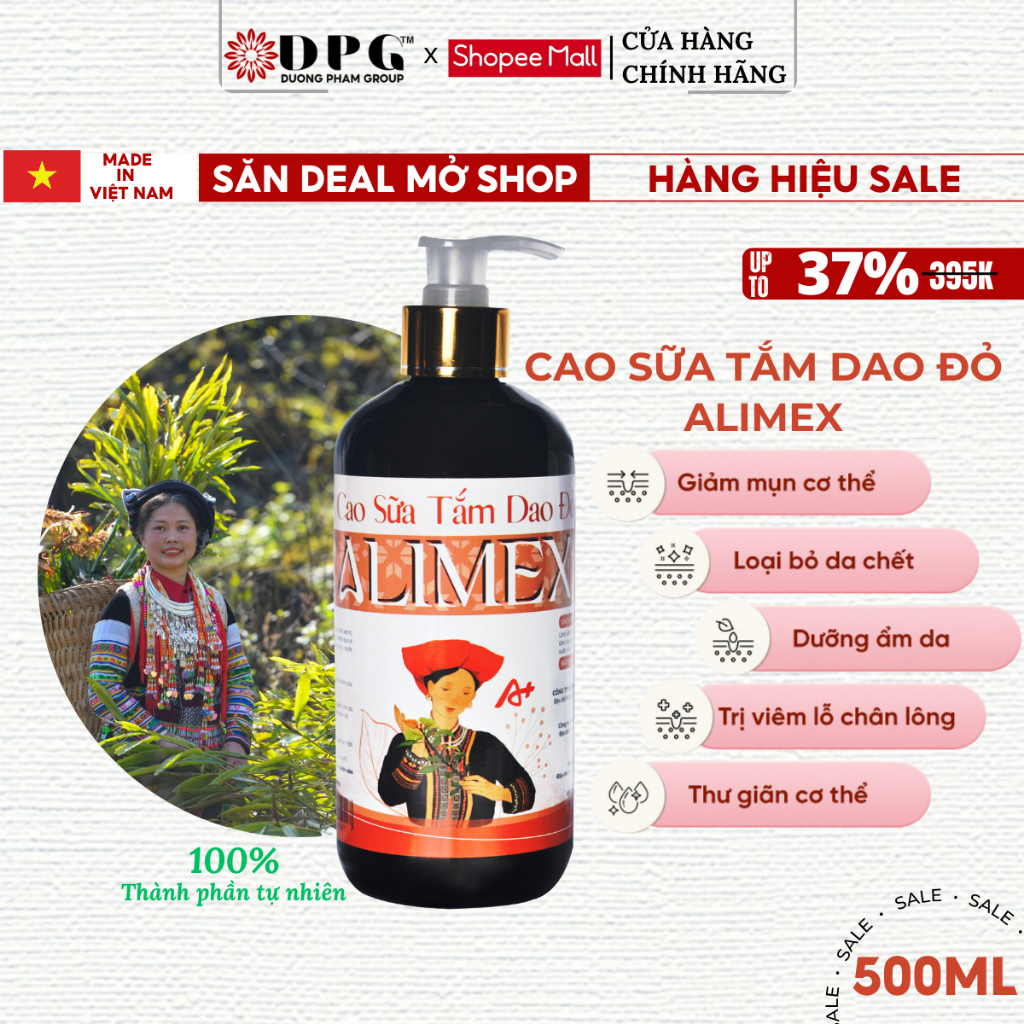 Cao Sữa Tắm Dao Đỏ - Sạch mụn, Sáng da, Lưu thông khí huyết, Tốt Cho Bà Bầu Và Mẹ Sau Sinh | Official Store Alimex 500ML