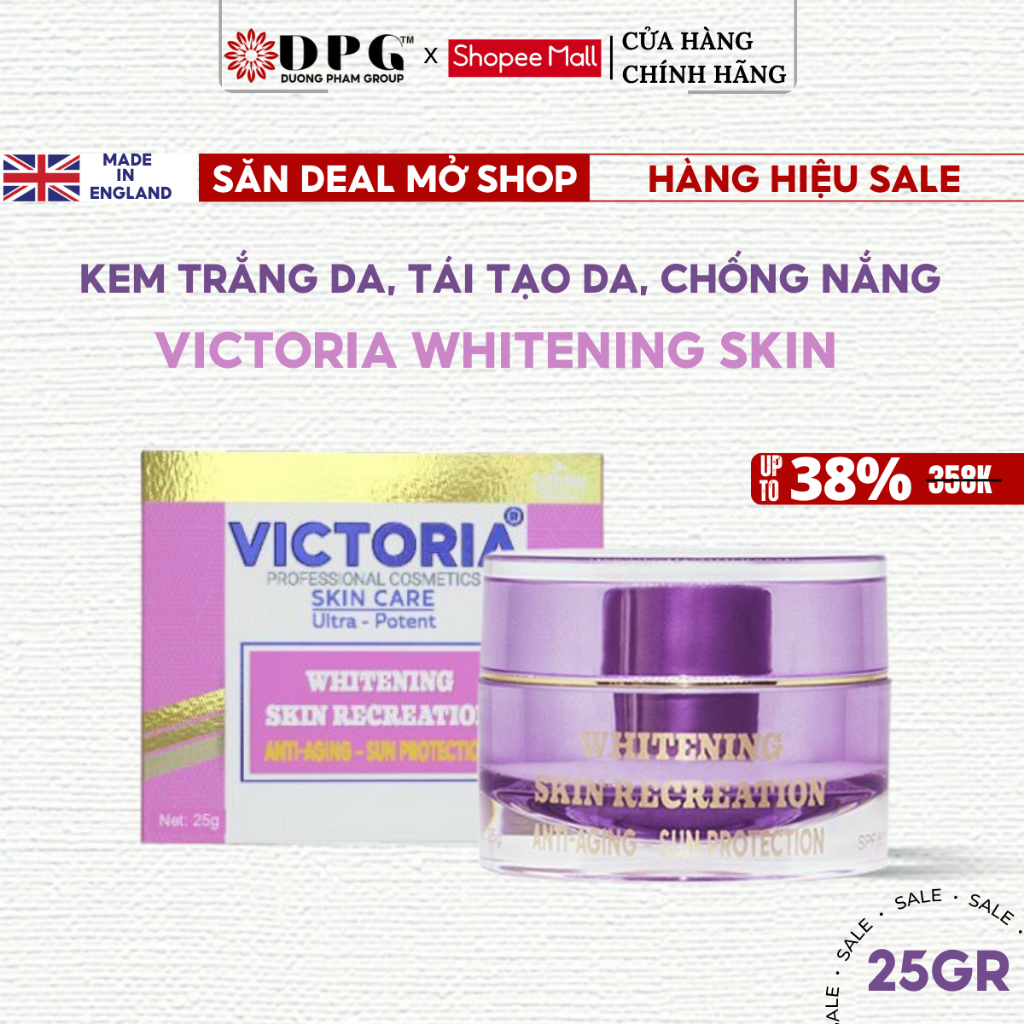 Kem Victoria Giúp ngăn ngừa nám, Trắng da, Tái tạo, Chống nắng Victoria Whitening 25g | Official Store Victoria