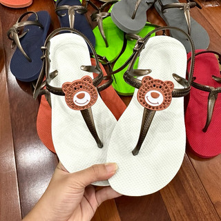 Dép kẹp xỏ ngón quai hậu sandals nữ đính GẤU NÂU thời trang êm ái nhiều màu lựa chọn