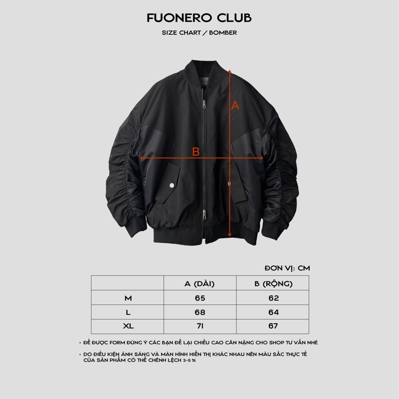 Áo Bomber Jacket pilot chần bông ver 2 Fuonero FNC, Bomber Tay Dúm nam nữ