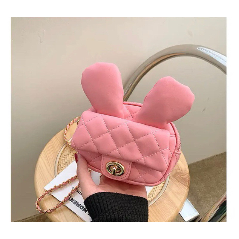 Túi đeo chéo, túi đeo vai trần trám khoá xoay tai thỏ size 15 đi chơi đi tiệc sang trọngc cute dễ thương