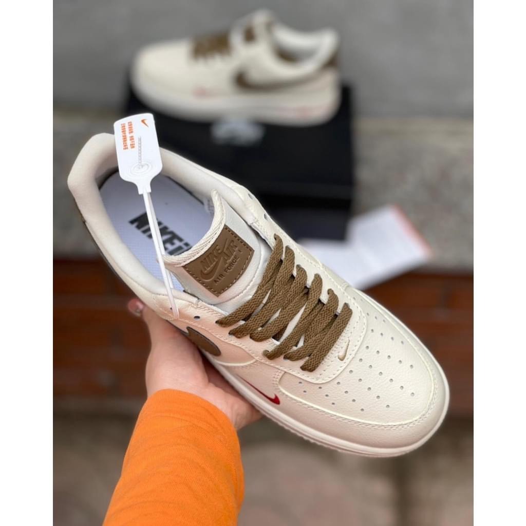 Giày Air force 1 Viền Nâu, Giày Af1 Vệt Nâu Cao Cấp Bản Classic Nam Nữ Cân Mọi OUTFIT Dễ Phối Đồ Full Box BILL