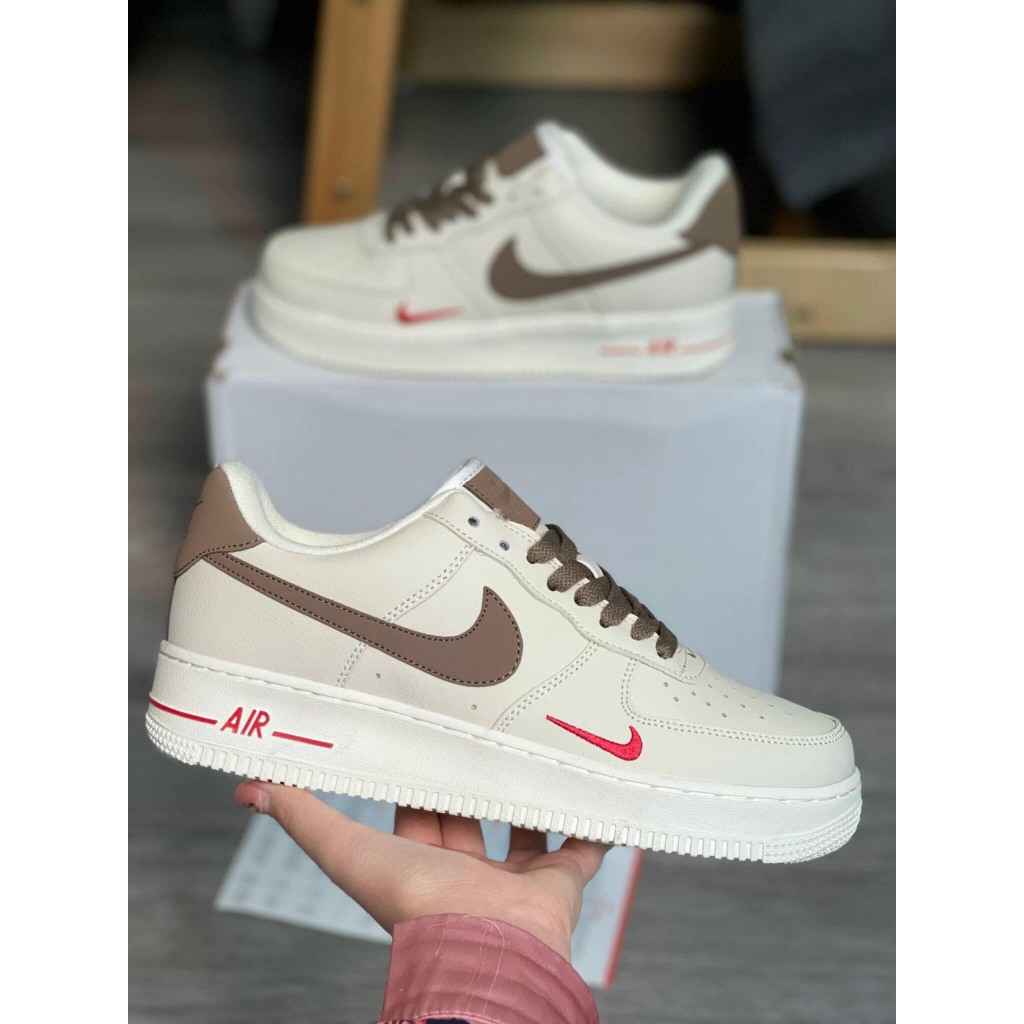 Giày Air force 1 Viền Nâu, Giày Af1 Vệt Nâu Cao Cấp Bản Classic Nam Nữ Cân Mọi OUTFIT Dễ Phối Đồ Full Box BILL