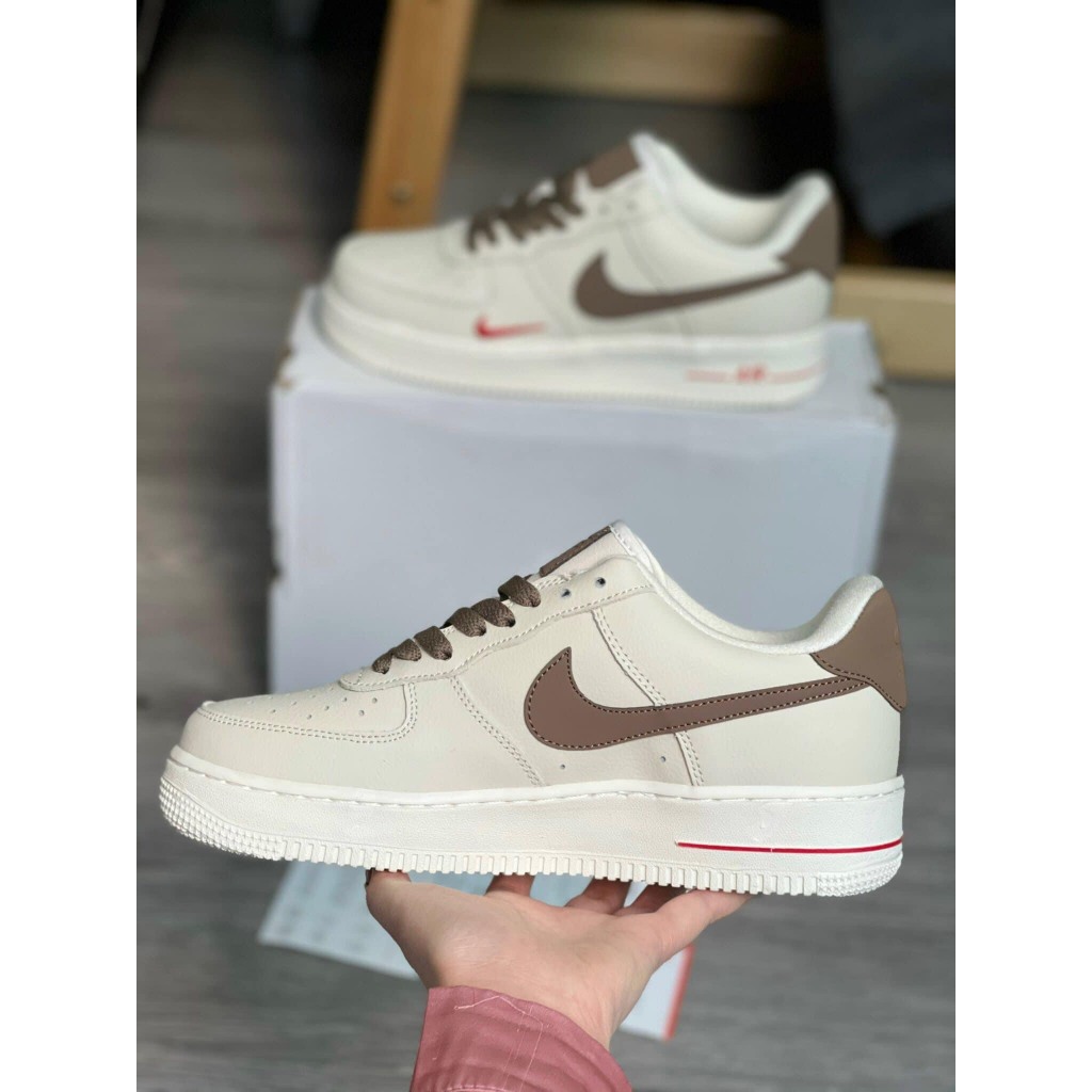 Giày Air force 1 Viền Nâu, Giày Af1 Vệt Nâu Cao Cấp Bản Classic Nam Nữ Cân Mọi OUTFIT Dễ Phối Đồ Full Box BILL