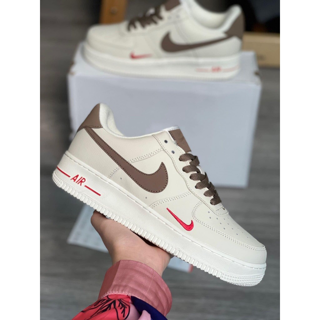 Giày Air force 1 Viền Nâu, Giày Af1 Vệt Nâu Cao Cấp Bản Classic Nam Nữ Cân Mọi OUTFIT Dễ Phối Đồ Full Box BILL