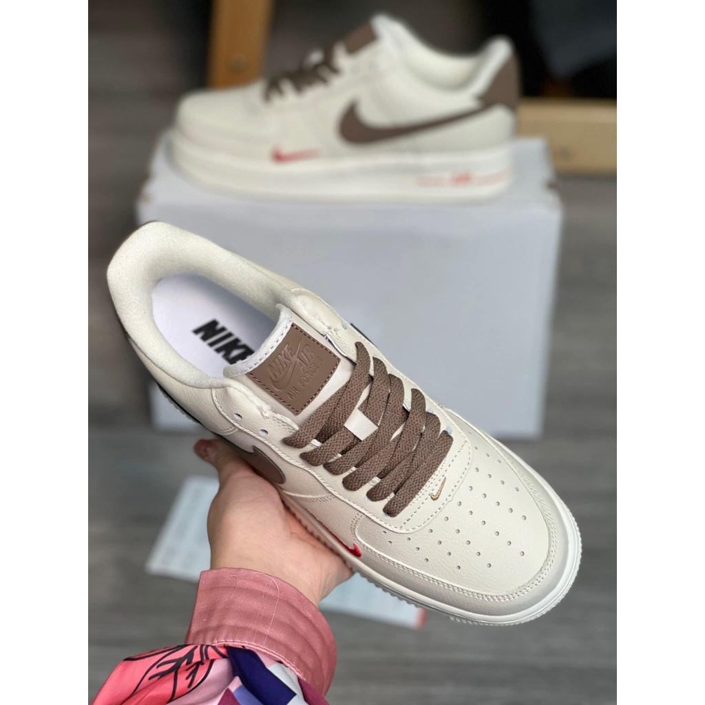 Giày Air force 1 Viền Nâu, Giày Af1 Vệt Nâu Cao Cấp Bản Classic Nam Nữ Cân Mọi OUTFIT Dễ Phối Đồ Full Box BILL