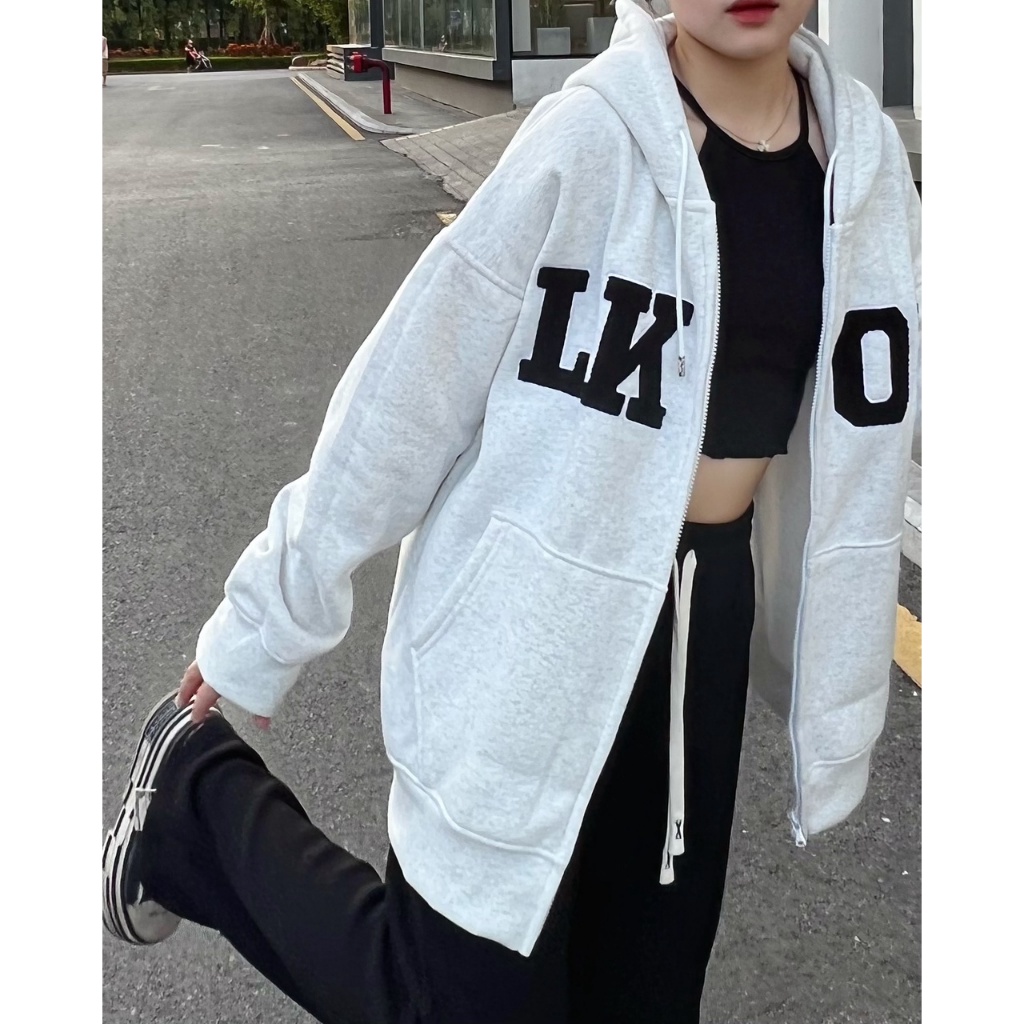 Áo Hoodie Zip Nỉ Bông Thêu Chữ LKOD Form Rộng Nam Nữ Unisex , Áo Khoác Nỉ Cao Cấp Mũ Trùm 2 Lớp