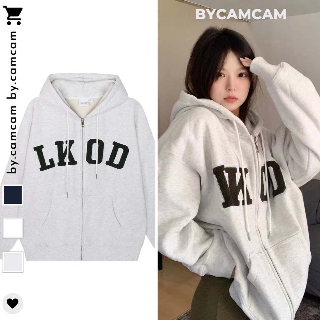 Áo Hoodie Zip Nỉ Bông Thêu Chữ LKOD Form Rộng Nam Nữ Unisex , Áo Khoác Nỉ Cao Cấp Mũ Trùm 2 Lớp
