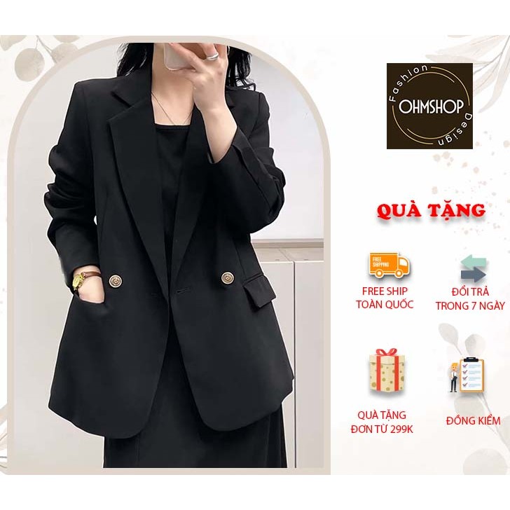 Áo vest blazer dài tay cao cấp OHMSHOP A61 Áo 2 lớp vải chéo mỹ dày dặn thời trang công sở trẻ trung