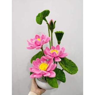 Combo làm hoa sen Kẽm nhung làm hoa, trang trí làm hoa handmade, k kèm chậu