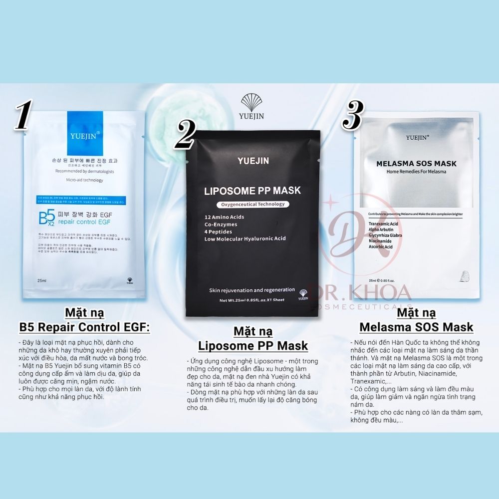 Combo 5 Miếng Mặt nạ Yuejin B5 EGF & Liposome Mask Dưỡng da căng bóng