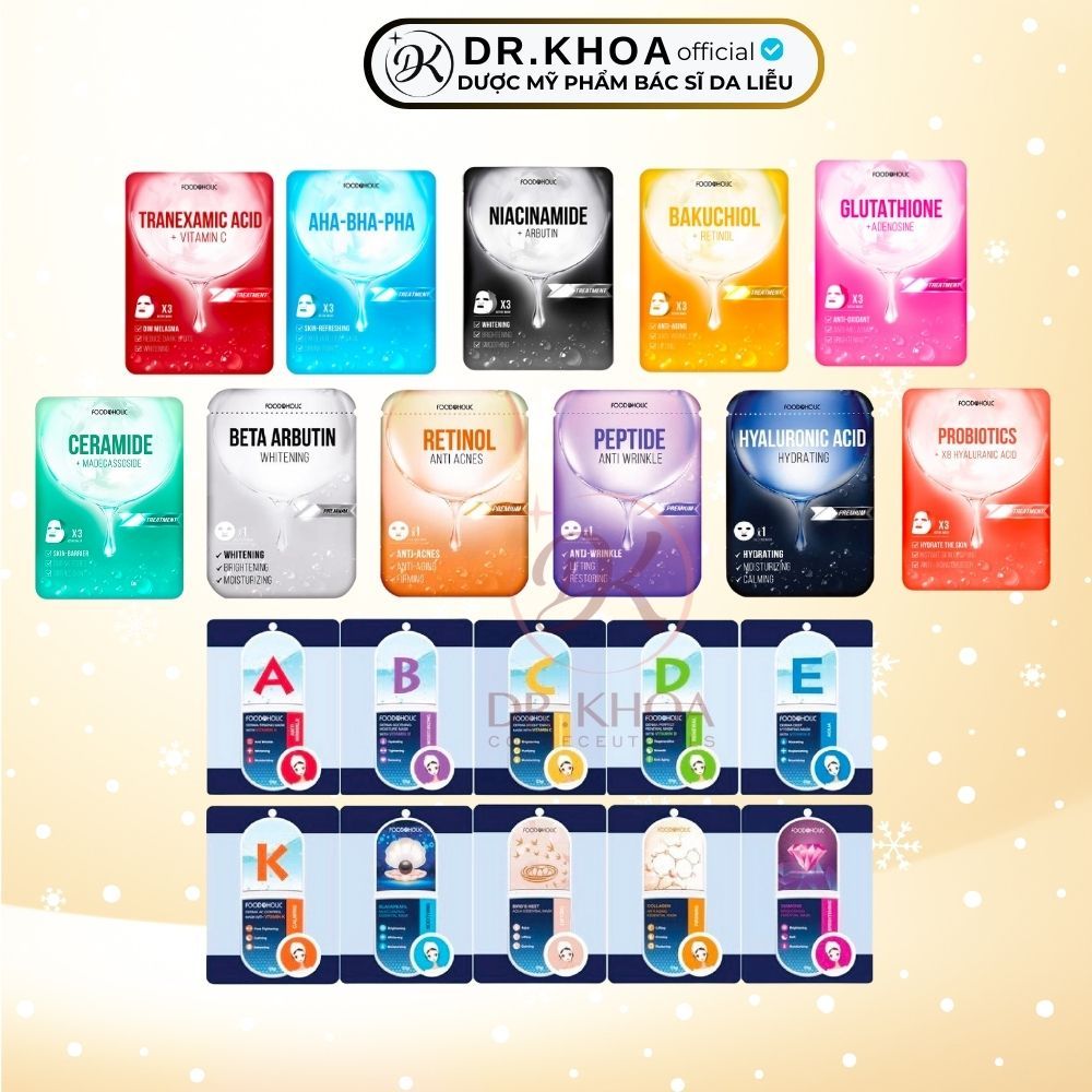 Mặt Nạ Giấy Foodaholic Mask Retinol Dưỡng Trắng Da Cấp Ẩm Tái Tạo Collagen Chăm Sóc Phục Hồi Da Giảm Mụn Hàn Quốc 23g