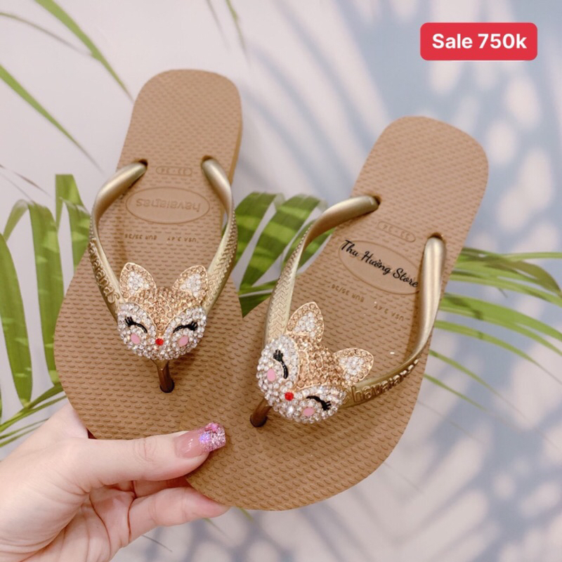 Thu Hường Store - Dép Nữ Slim Mix Charm Cáo Gold